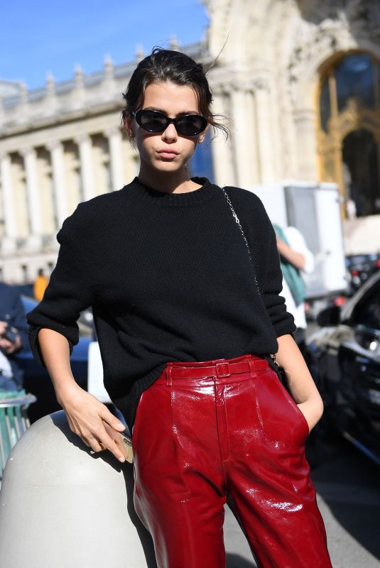 GEORGIA FOWLER Arrives at Elie Saab Show at Paris Fashion Week 09/28/2018