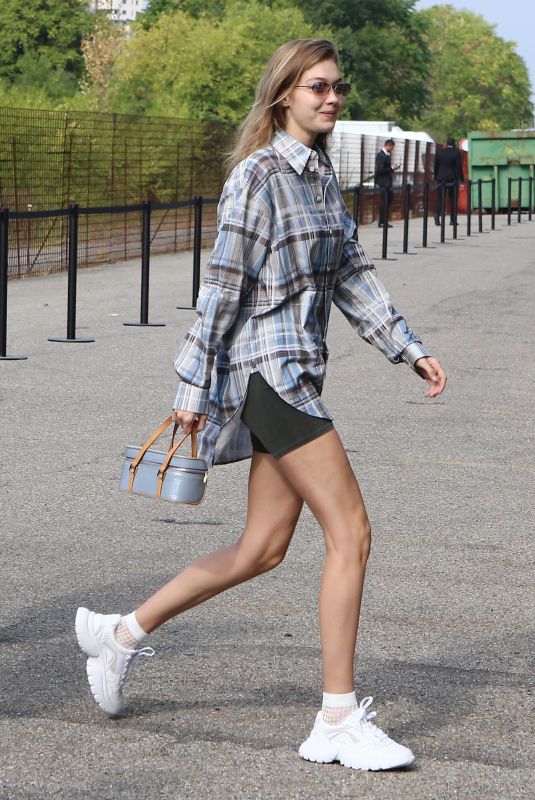 GIGI HADID Arrives at Roberto Cavalli Fashion Show in Milan 09/22/2018