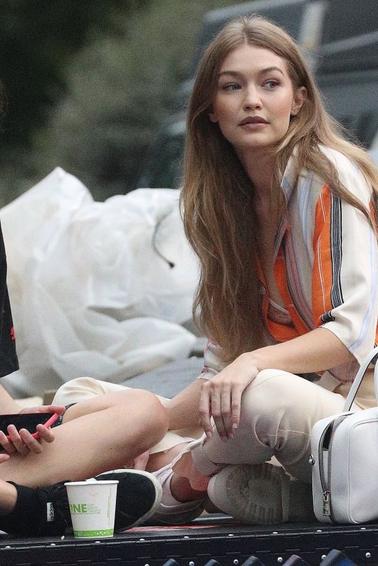 GIGI HADID on the Backstage at Ralph Lauren Show in New York 09/07/2018
