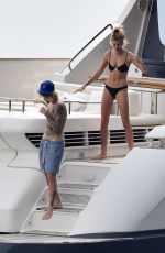 HAILEY BALDWIN in Bikini and Justin Bieber at a Yacht in Italy 09/21/2018