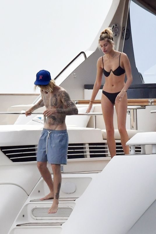HAILEY BALDWIN in Bikini and Justin Bieber at a Yacht in Italy 09/21/2018