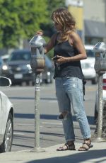 HALLE BERRY in Ripped Denim Out in Hollywood 09/06/2018