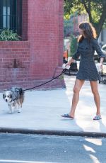 HELENA CHRISTENSEN Out with Her Dog in New York 09/03/2018