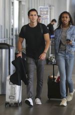 JASMINE TOOKES in Double Denim at LAX Airport in Los Angeles 09/24/2018