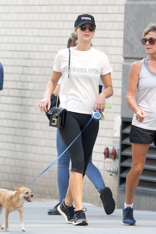 JENNIFER LAWRENCE Out with Her Dog in New York 08/29/2018