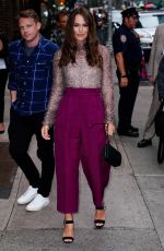 KEIRA KNIGHTLEY Arrives at Stephen Colbert Show in New York 09/12/2018
