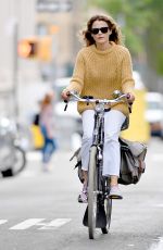 KERI RUSSELL Riding a Bike Out in New York 09/24/2018