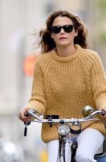 KERI RUSSELL Riding a Bike Out in New York 09/24/2018