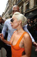 LADY GAGA Leaves Her Hotel in Paris 08/30/2018