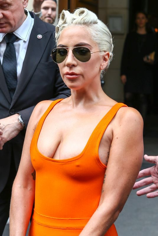 LADY GAGA Leaves Her Hotel in Paris 08/30/2018