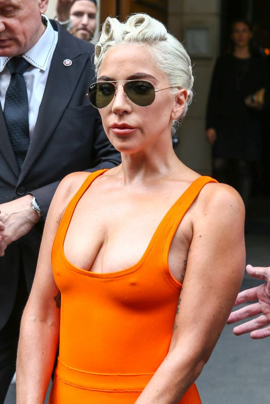 LADY GAGA Leaves Her Hotel in Paris 08/30/2018