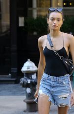 LAMEKA FOX in Jeans Shorts Out in New York 09/03/2018