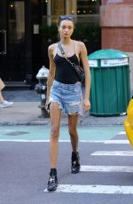 LAMEKA FOX in Jeans Shorts Out in New York 09/03/2018
