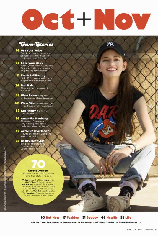MACKENZIE FOY in Seventeen Magazine, October/November 2018