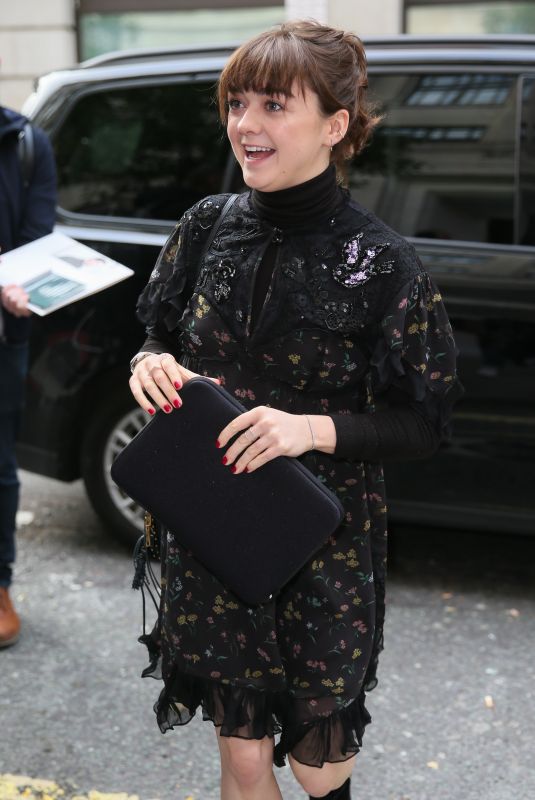MAISIE WILLIAMS Arrives at BBC Radio in London 09/28/2018