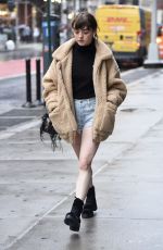MAISIE WILLIAMS in Denim Shorts Oout in New York 09/10/2018