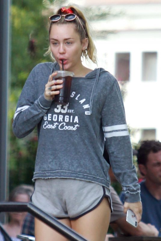 MILEY CYRUS Out for Iced Coffee in Nashville 08/31/2018