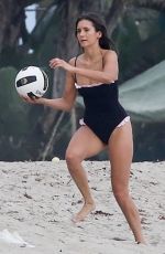 NINA DOBREV in Swimsuit Playing Beachvolley in Malibu 09/02/2018