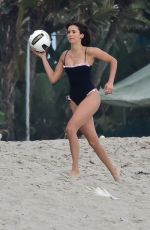 NINA DOBREV in Swimsuit Playing Beachvolley in Malibu 09/02/2018
