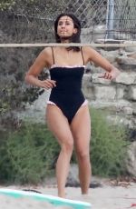 NINA DOBREV in Swimsuit Playing Beachvolley in Malibu 09/02/2018