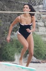 NINA DOBREV in Swimsuit Playing Beachvolley in Malibu 09/02/2018