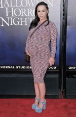 Pregnant DANIELLE HARRIS at Halloween Horror Nights Opening in Los Angeles 09/14/2018