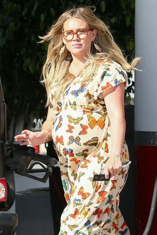Pregnant HILARY DUFF at a Gas Station in Los Angeles 09/26/2018