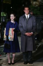 RACHEL BROSNAHAN and Zachary Levi on the Set of The Marvelous Mrs Maisel, Season 2 in New York 09/16/2018