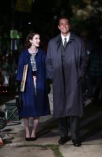 RACHEL BROSNAHAN and Zachary Levi on the Set of The Marvelous Mrs Maisel, Season 2 in New York 09/16/2018