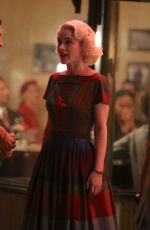 RACHEL BROSNAHAN on the Set of The Marvelous Mrs. Maisel in New York 08/31/2018