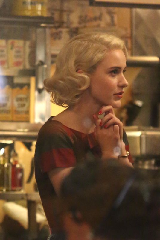 RACHEL BROSNAHAN on the Set of The Marvelous Mrs. Maisel in New York 08/31/2018