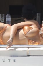 RITA ORA in a Golden Bikini at a Yacht in Barcelona 07/19/2018