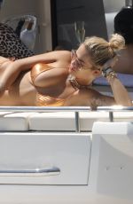 RITA ORA in a Golden Bikini at a Yacht in Barcelona 07/19/2018