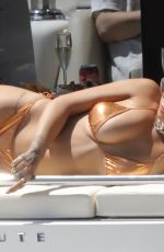 RITA ORA in a Golden Bikini at a Yacht in Barcelona 07/19/2018