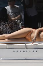 RITA ORA in a Golden Bikini at a Yacht in Barcelona 07/19/2018