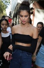 SARA SAMPAIO in Denim and Crop Top Out in Milan 09/23/2018