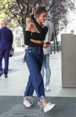 SARA SAMPAIO in Denim and Crop Top Out in Milan 09/23/2018
