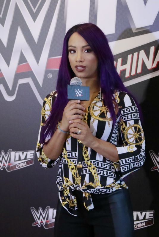 SASHA BANKS at WWE Press Conference in Shanghai 09/01/2018