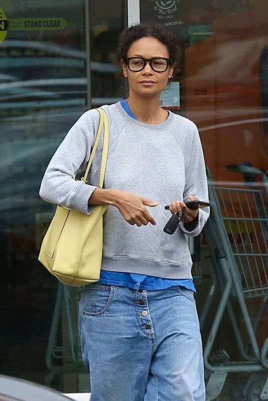 THANDIE NEWTON in Denim Out in Beverly Hills 09/29/2018