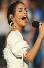 VANESSA HUDGENS Sings National Anthem at Rams vs Vikings Game 09/27/2018
