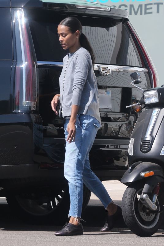 ZOE SALDANA Out and About in Beverly Hills 09/22/2018