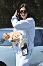 AMELIA HAMLIN with Her Dog in Beverly Hills 10/06/2018