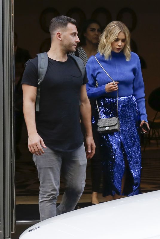 ASHLEY BENSON Leaves Her Hotel in Paris 10/13/2018