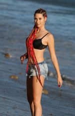 ASHLEY BRINTON in Shorts and Bikini Top at a Beach in Malibu 10/18/2018