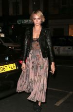 CARA DELEVINGNE Leaves Tag Heuer x Cara Delevingne Event in London 10/22/2018