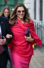 ELIZABETH HURLEY Arrives at BBC Radio in London 10/09/2018