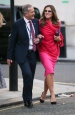 ELIZABETH HURLEY Arrives at BBC Radio in London 10/09/2018