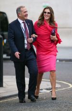 ELIZABETH HURLEY Arrives at BBC Radio in London 10/09/2018