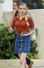 EMMA ROBERTS in Denim Skirt Out in Los Feliz 10/22/2018