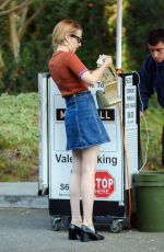 EMMA ROBERTS in Denim Skirt Out in Los Feliz 10/22/2018